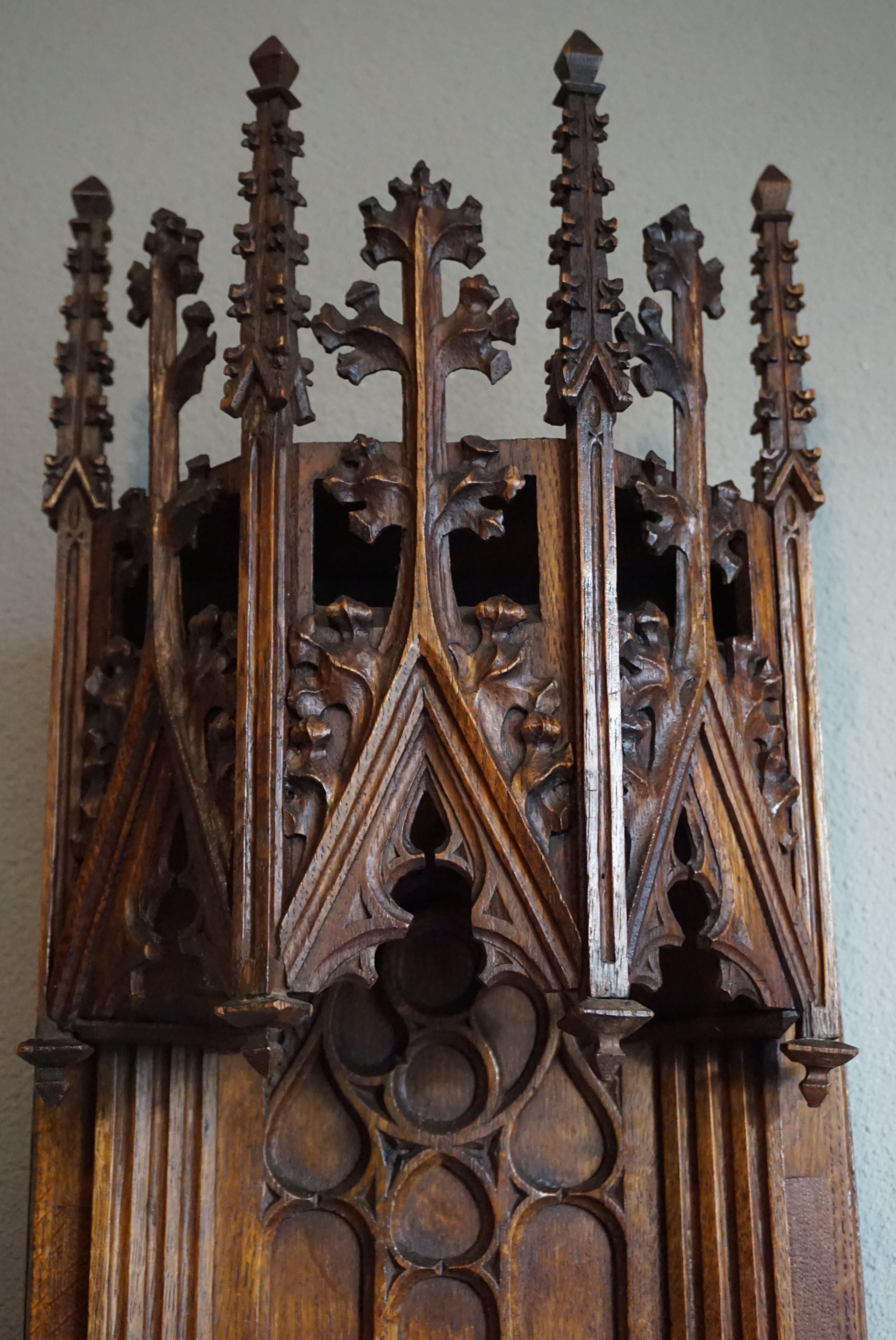 Hand-Carved Antique Good Size and Hand Carved Gothic Revival Statue or Saint Console Bracket