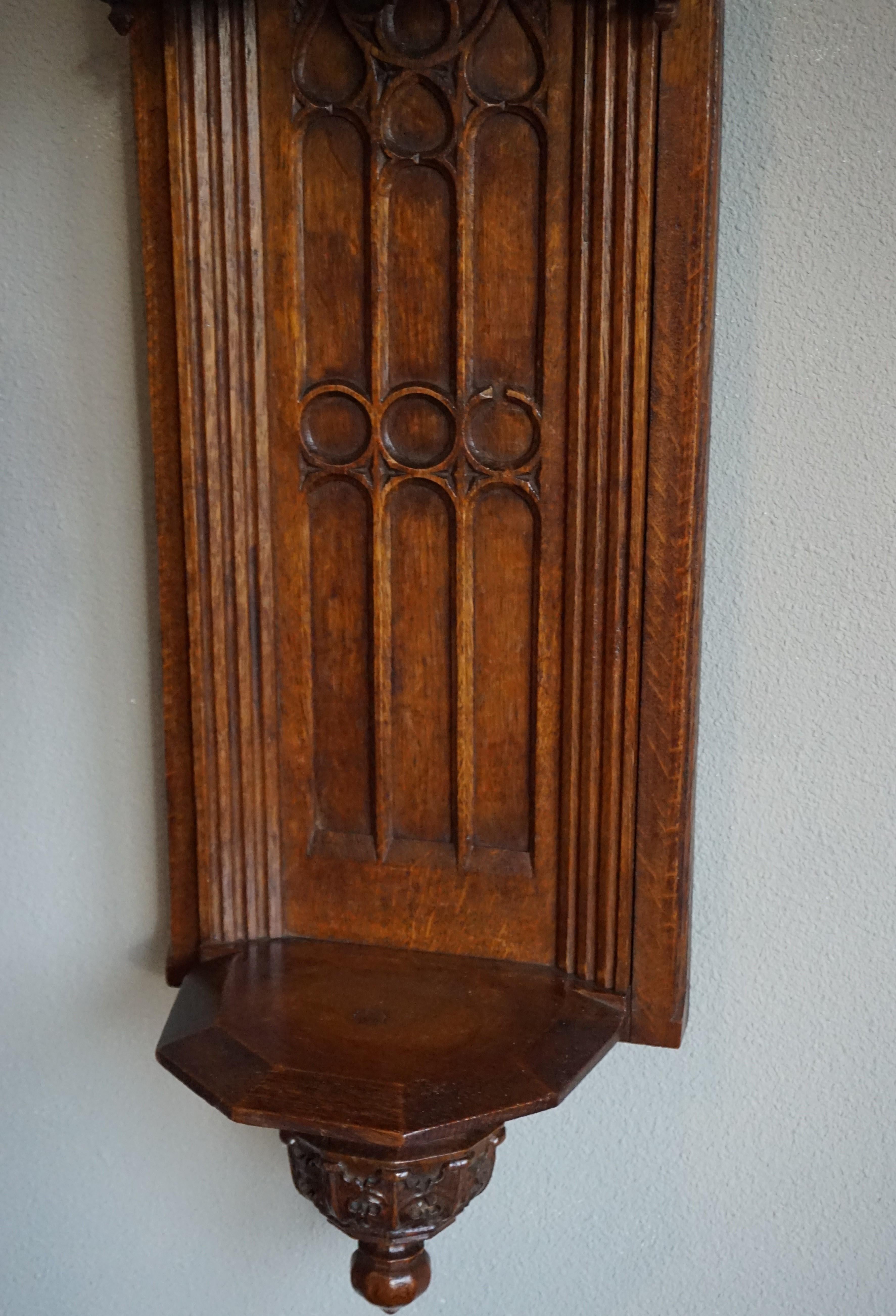 19th Century Antique Good Size and Hand Carved Gothic Revival Statue or Saint Console Bracket