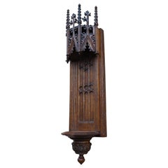 Used Good Size and Hand Carved Gothic Revival Statue or Saint Console Bracket