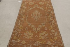 Antique Gordes Traditional Beige and Copper Wool Rug Floral by Rug & Kilim