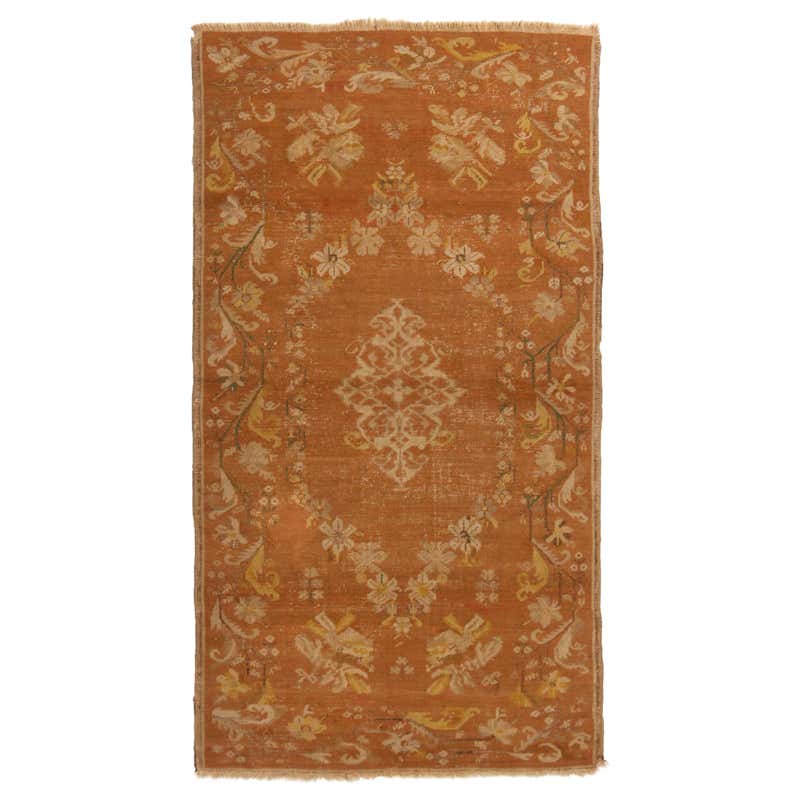 Antique Gordes Traditional Red and Sage Green Wool Rug For Sale at 1stDibs