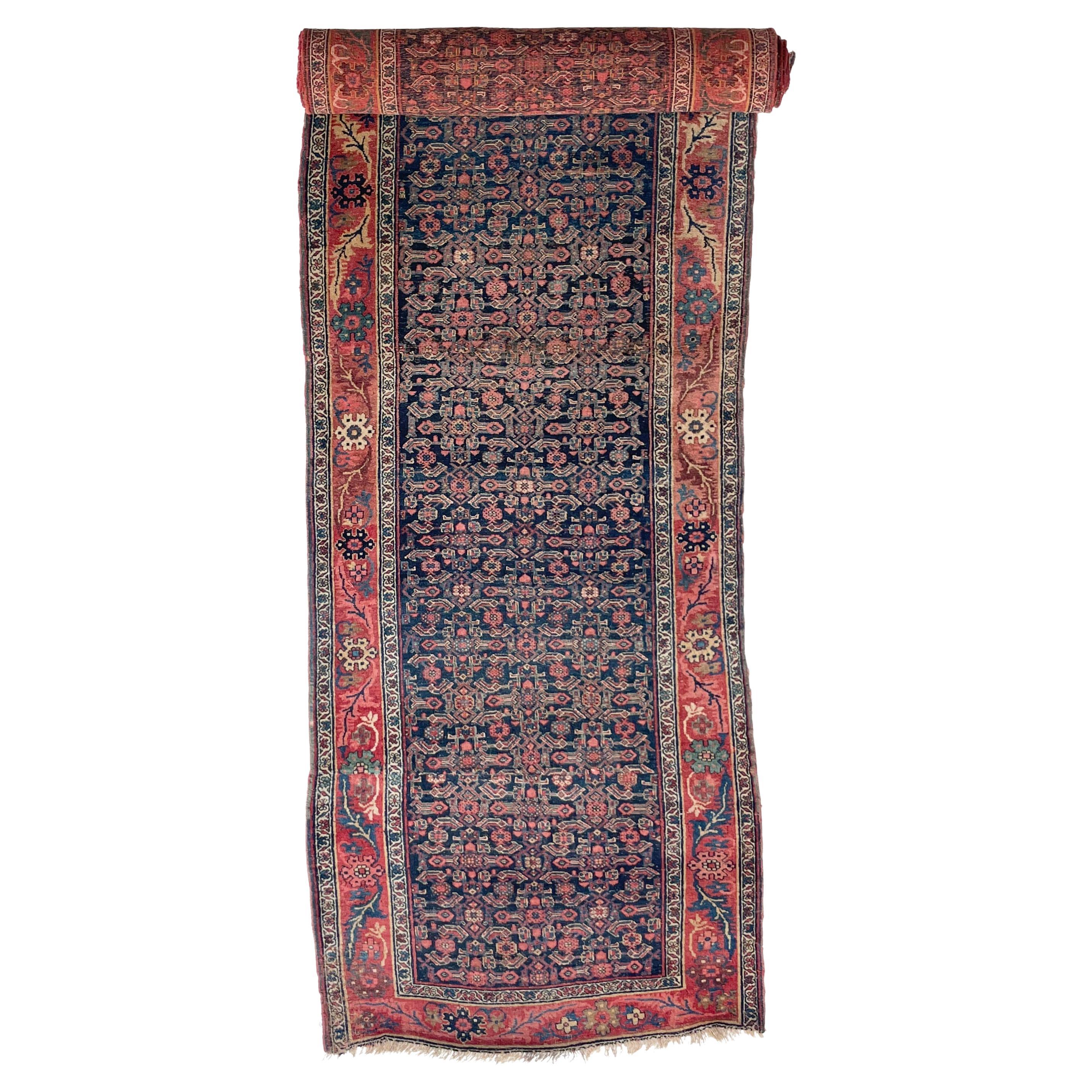 Antiquité - Magnifique tapis Halvai Bidjar avec bordure de vignes en croissance, vers 1920 en vente
