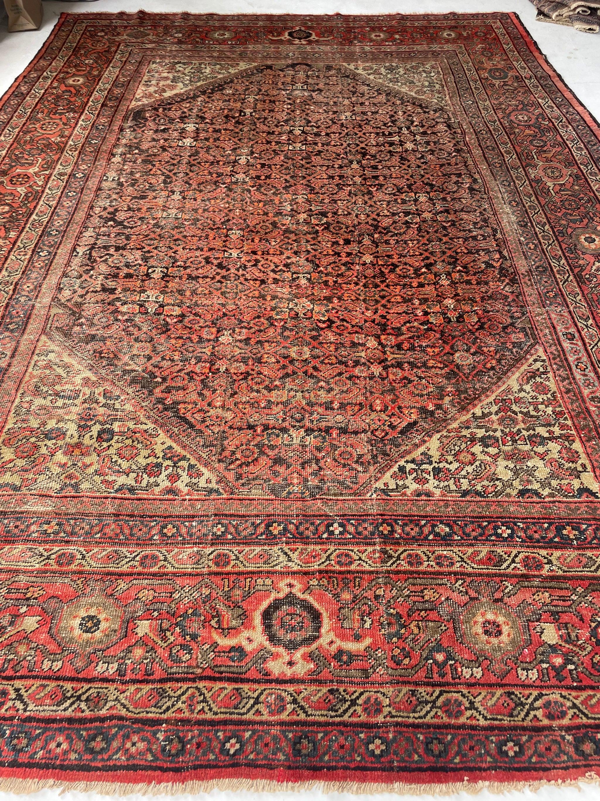 Gorgeous Large & Muted Antique Kurd-Malayer  Charcoal, Purple, Taupe, Grey, Moss, Rust, More

About: These colors are NUTS! If you look closely, you'll see Purple, Moss Greens, Pistachio, Smokey Charcoal black, Tones of NATURAL taupe, grey, beige,