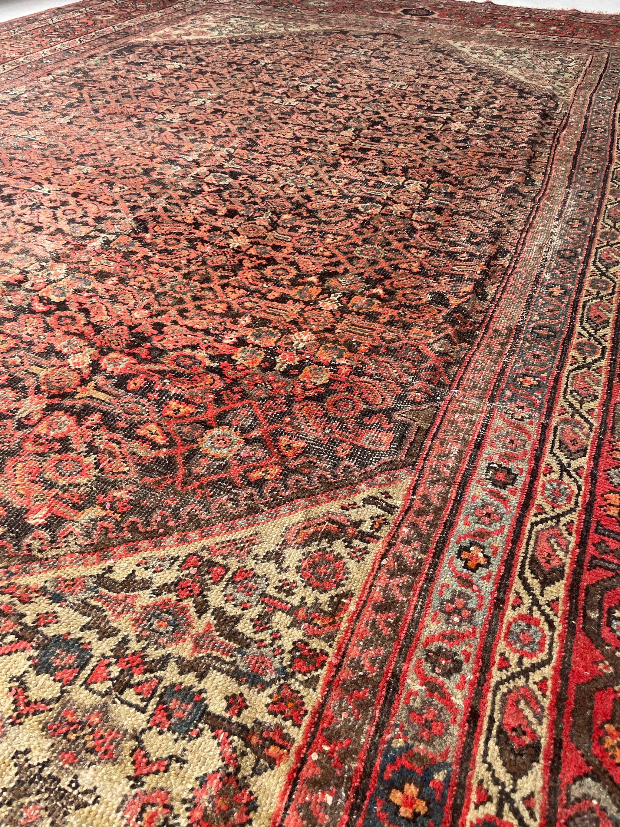 Hand-Knotted Antique Gorgeous Large & Muted Kurd-Malayer Rug, circa 1940's For Sale
