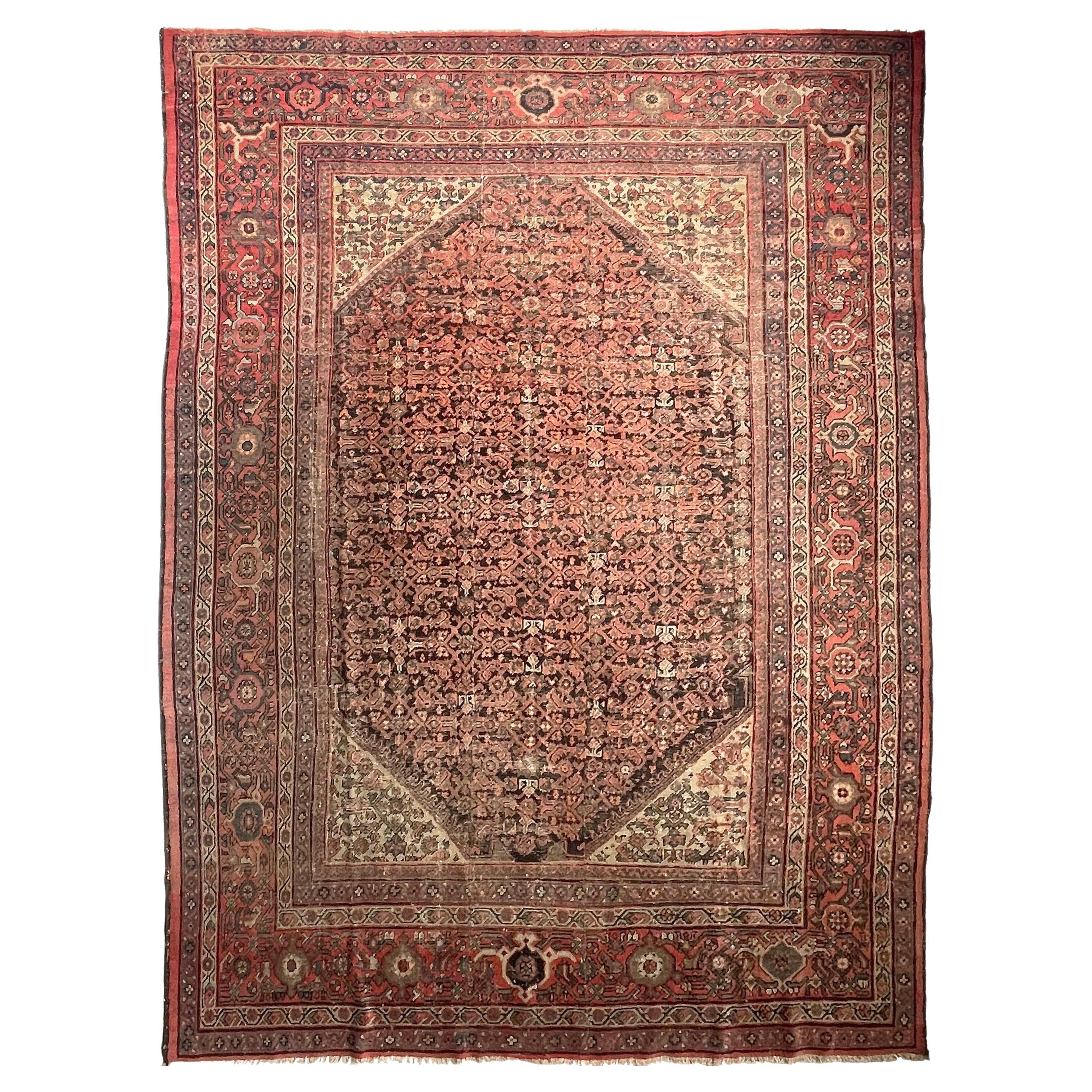 Antique Gorgeous Large & Muted Kurd-Malayer Rug, circa 1940's For Sale