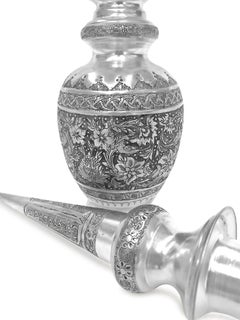 Antique Gorgeous Pair of Wine Jar Persian Silver Handmade