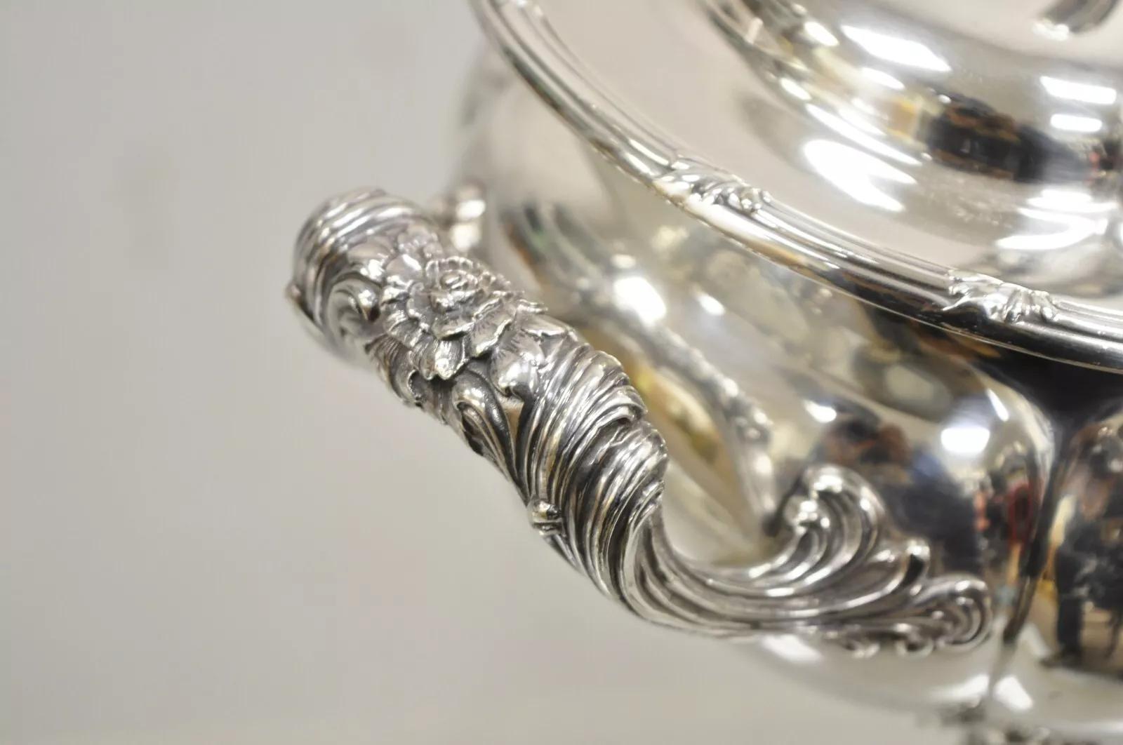 Antiguo Gorham 01121 1904 6 Pintas Sopera Victoriana con Tapa Plateada Chapado en plata en venta
