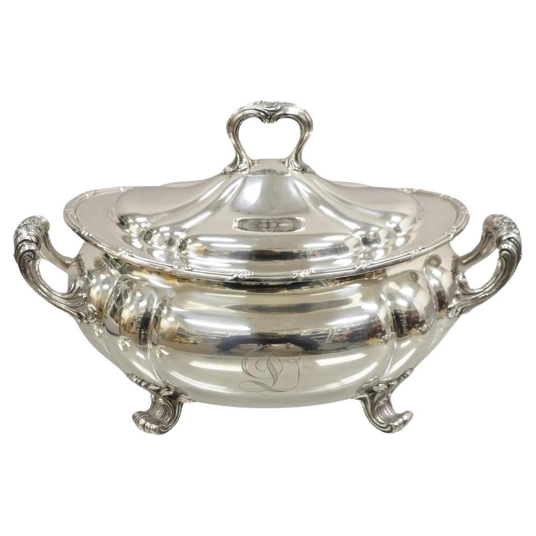 Antiguo Gorham 01121 1904 6 Pintas Sopera Victoriana con Tapa Plateada en venta