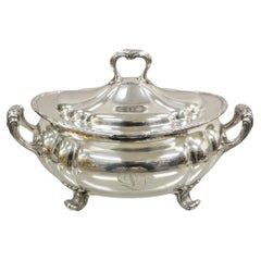 Antico Gorham 01121 1904 6 pinte zuppiera vittoriana con coperchio in argento