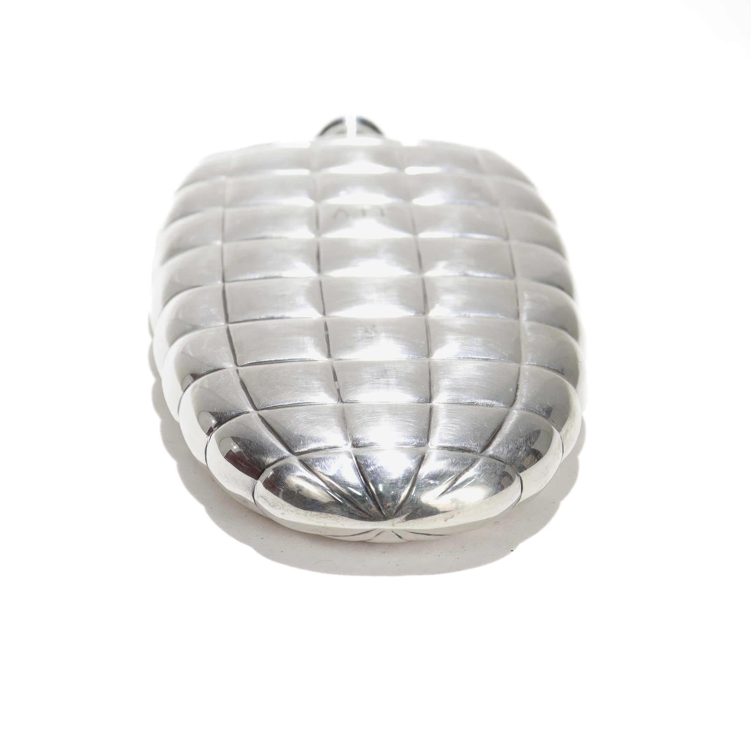 Antique Gorham 1 Pint Sterling Silver Art Deco Blimp or Dirigible Quilted Flask For Sale 6