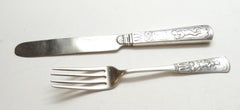 Antique Gorham 1880 Piper Sterling Silver Youth Fork and Knife Set