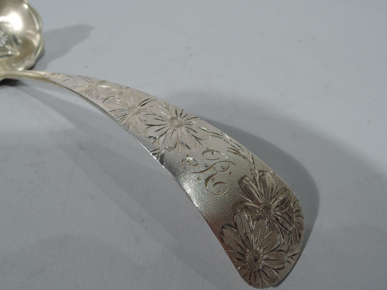 Aesthetic Movement Antique Gorham Aesthetic Bright-Cut Silver Gilt Ladle