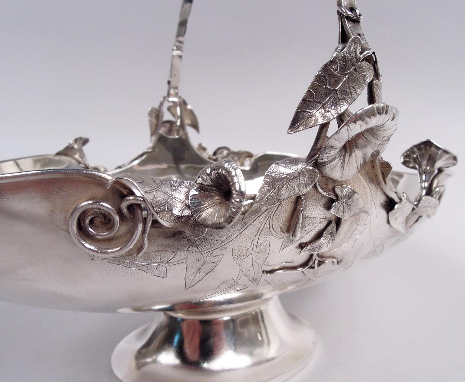 Argent sterling Panier à nénuphar en argent sterling antique Gorham Aesthetic de 1874 en vente