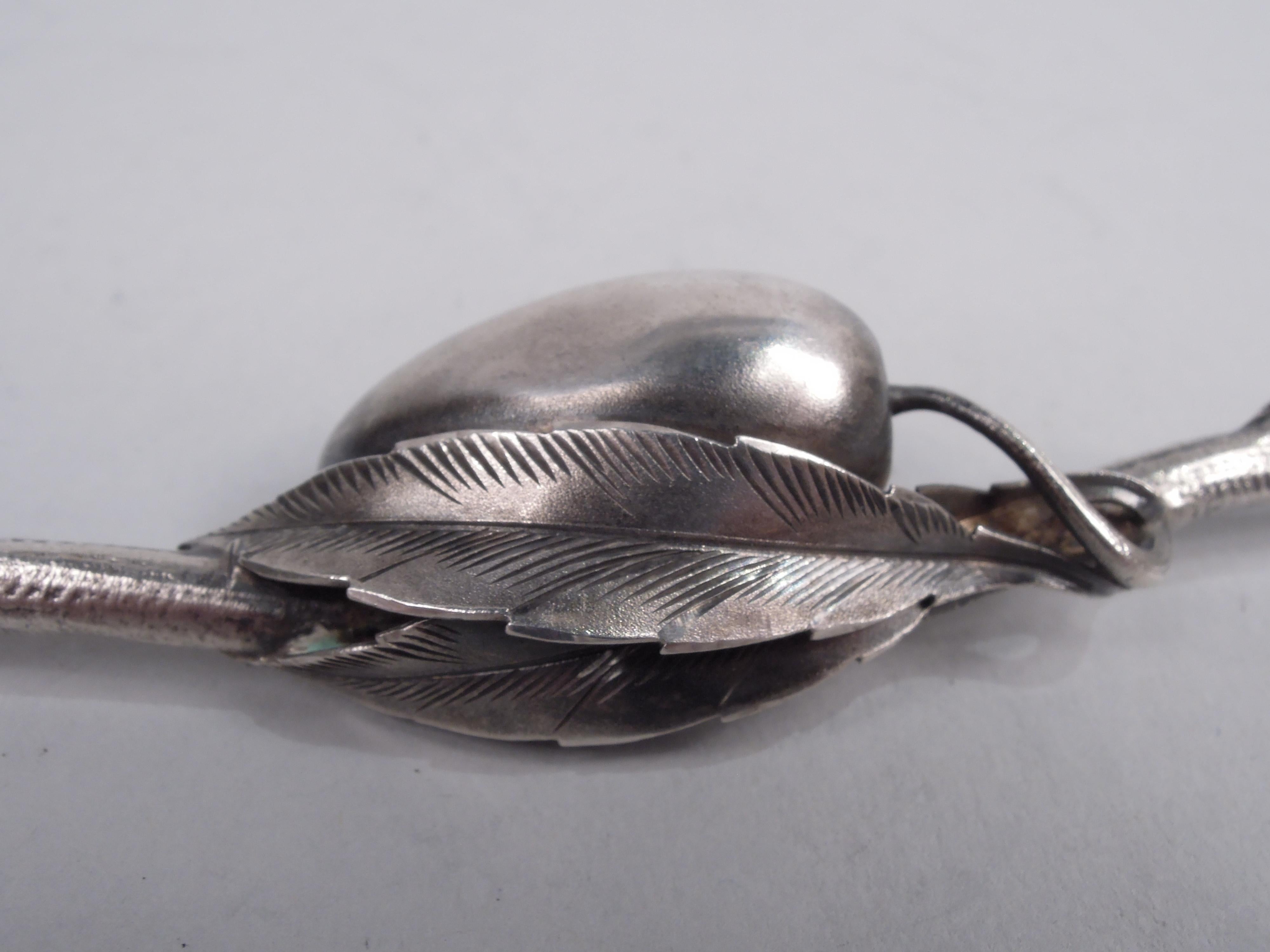 19th Century Antique Gorham Aesthetic Sterling Silver Olive Spoon with Pick For Sale