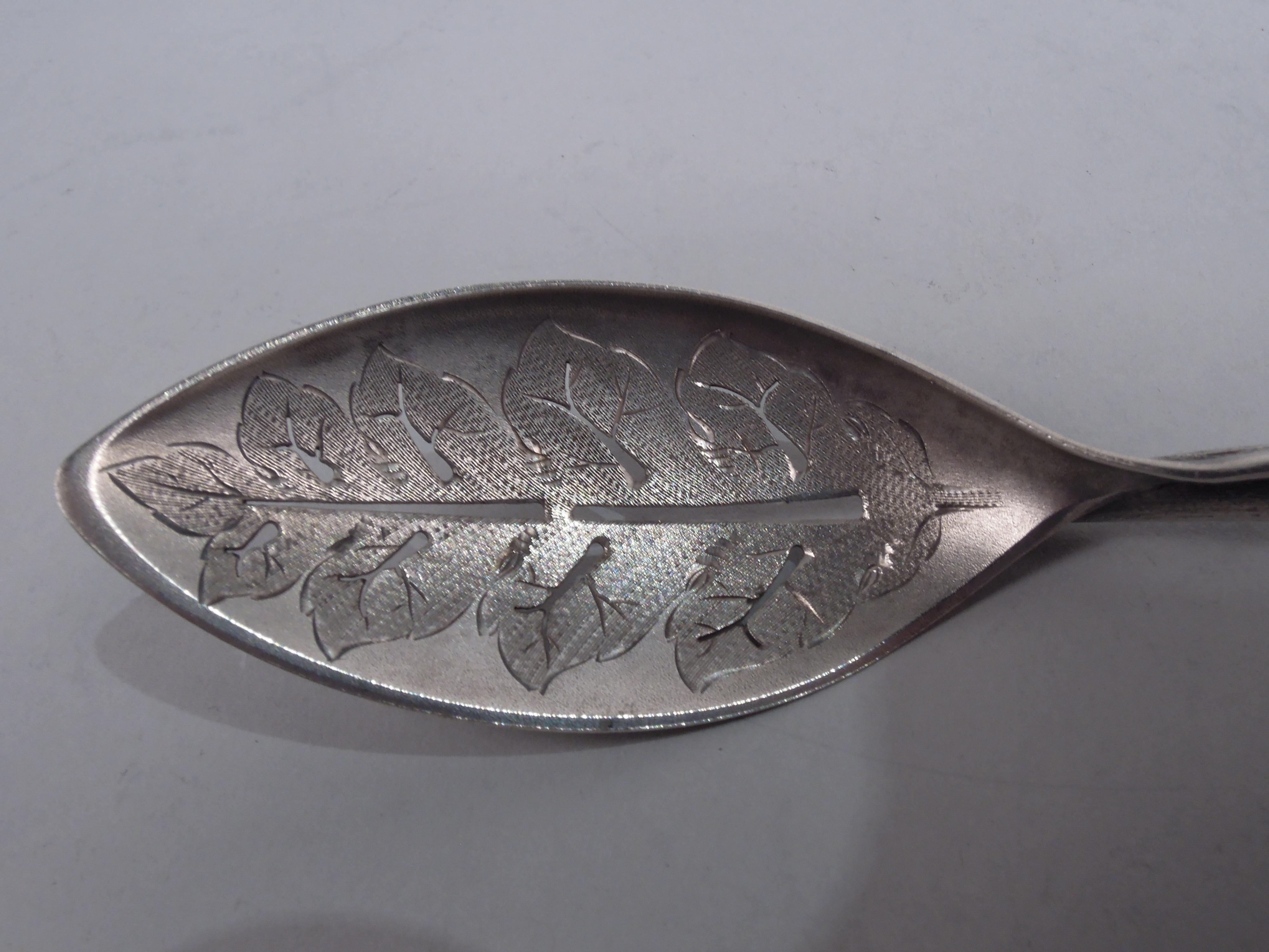 Antique Gorham Aesthetic Sterling Silver Olive Spoon with Pick For Sale 1