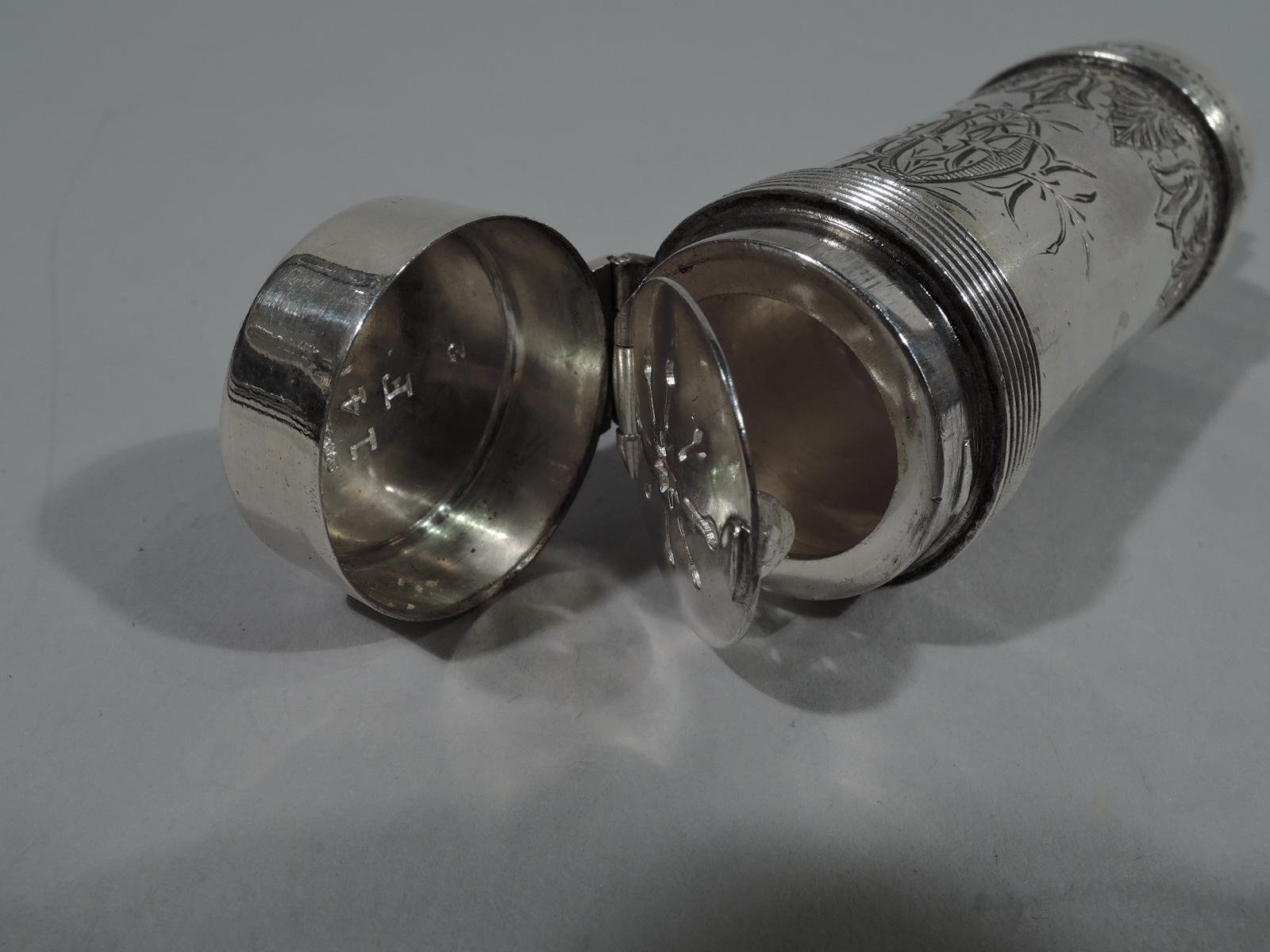 Antique Gorham Aesthetic Sterling Silver Perfume Vinaigrette In Excellent Condition In New York, NY