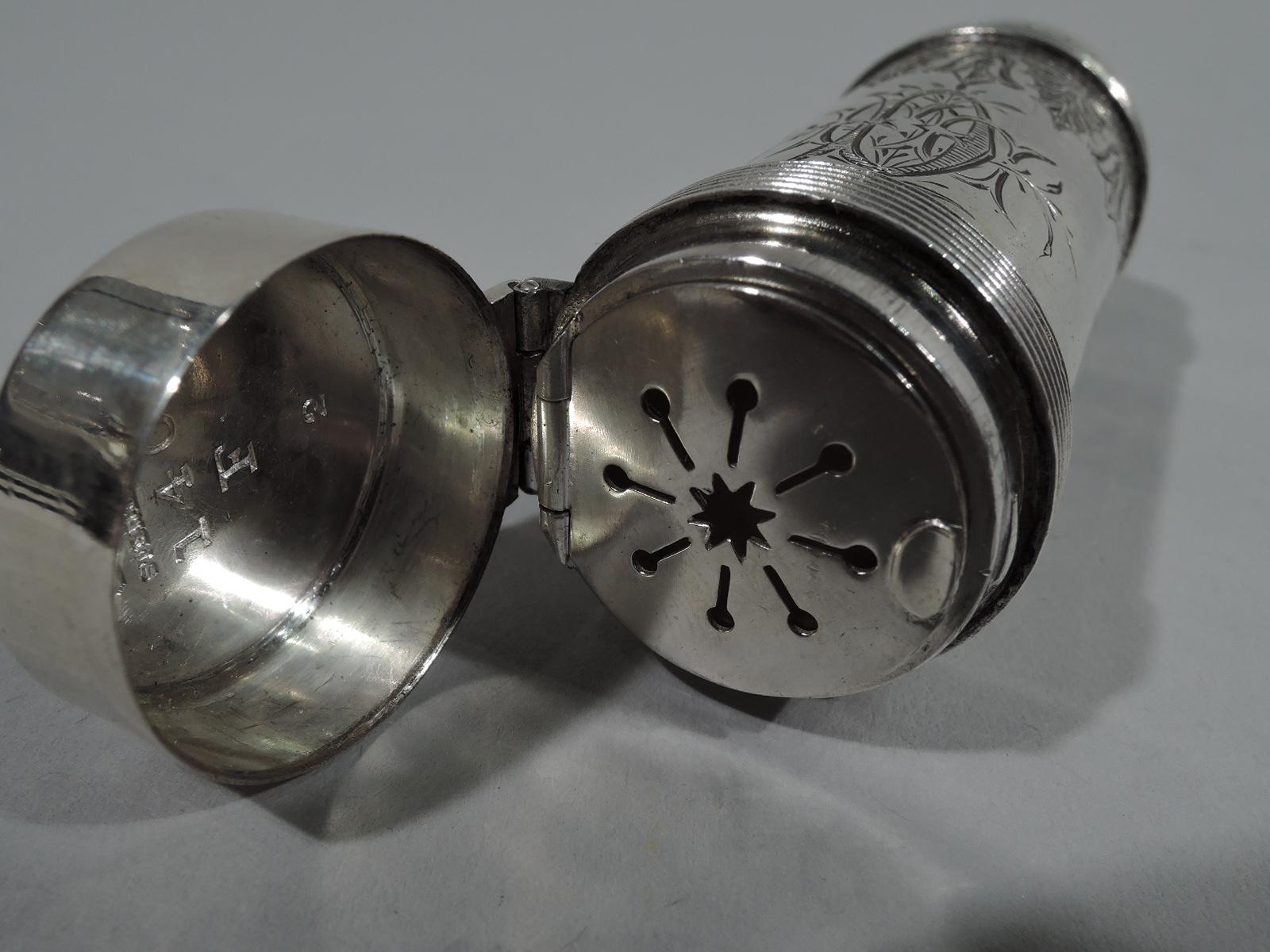 Late 19th Century Antique Gorham Aesthetic Sterling Silver Perfume Vinaigrette