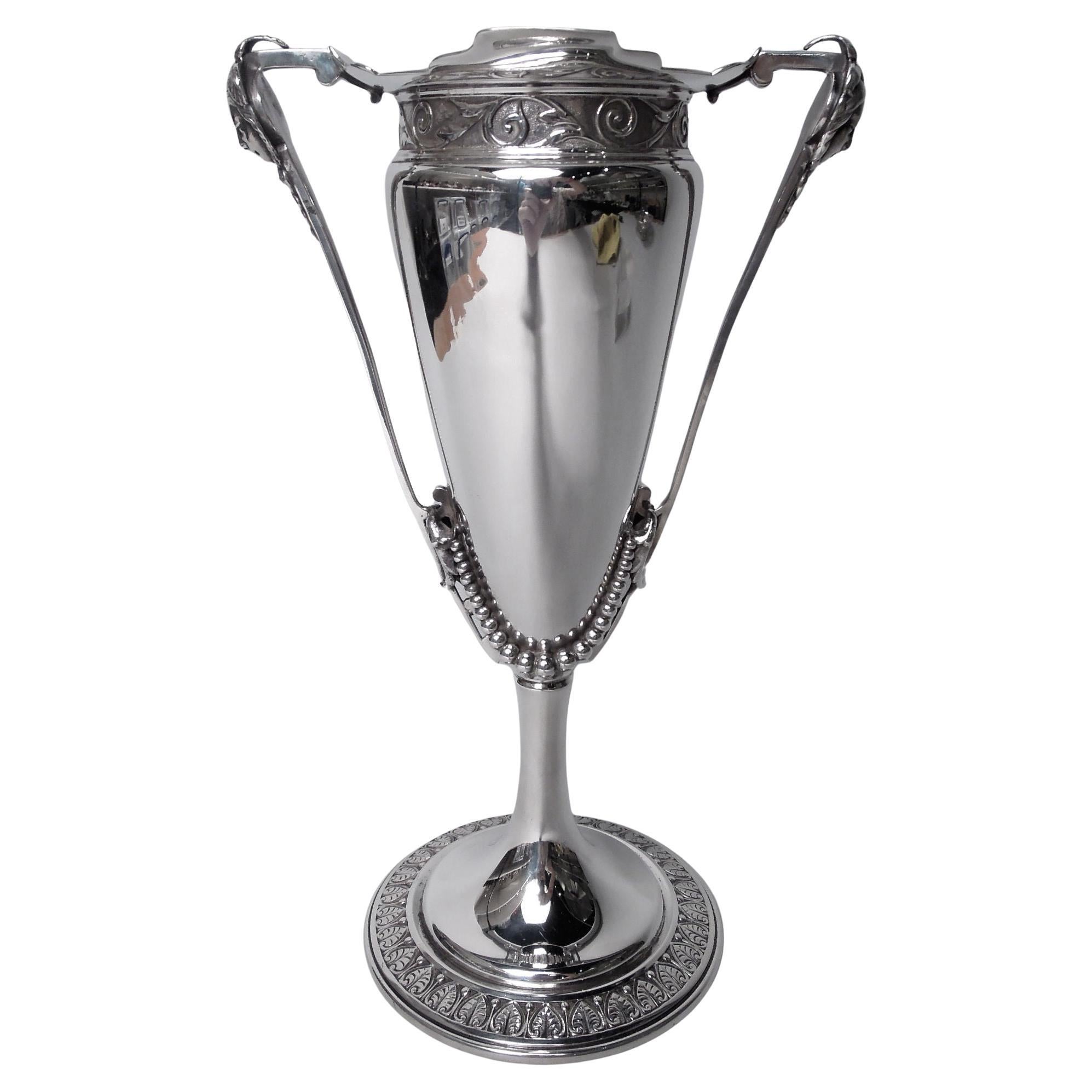 Antique Gorham American Victorian Classical Coin Silver Vase For Sale