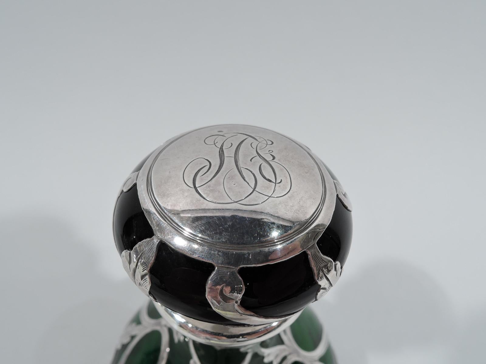 American Antique Gorham Art Nouveau Green Silver Overlay Perfume