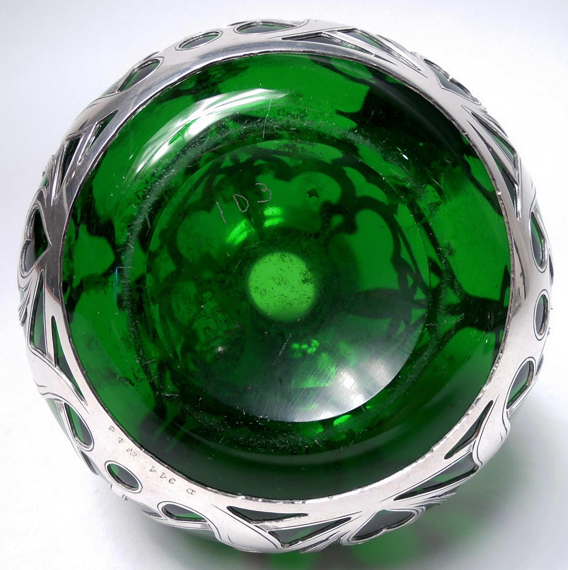 Antique parfum Art Nouveau Gorham recouvert d'argent vert en vente 2