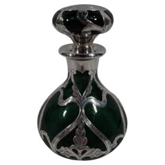 Antique Gorham Art Nouveau Green Silver Overlay Perfume