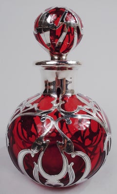 Antique Gorham Art Nouveau Red Silver Overlay Perfume