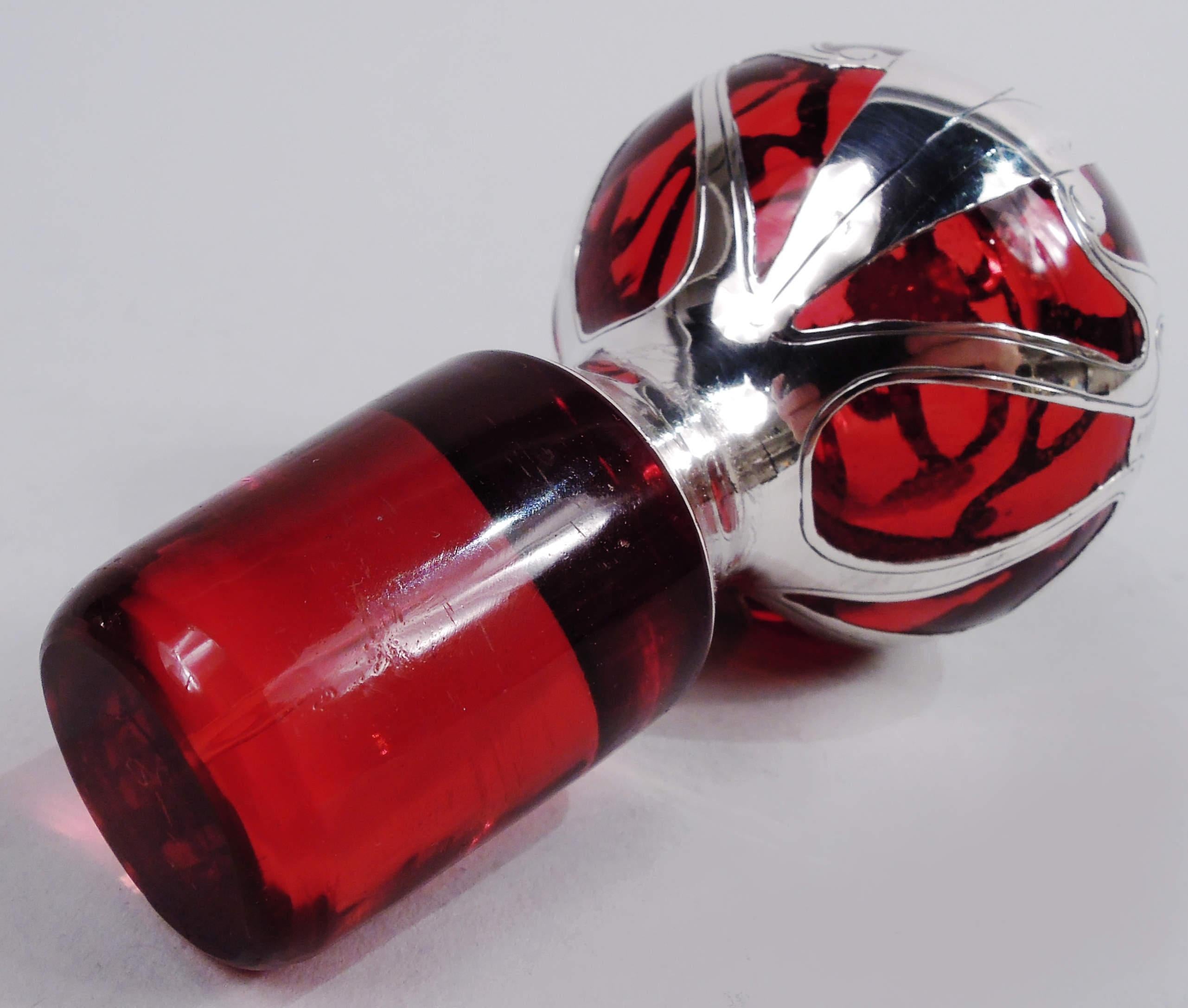 Argento Profumo antico Gorham Art Nouveau rosso con sovrapposizione di argento in vendita