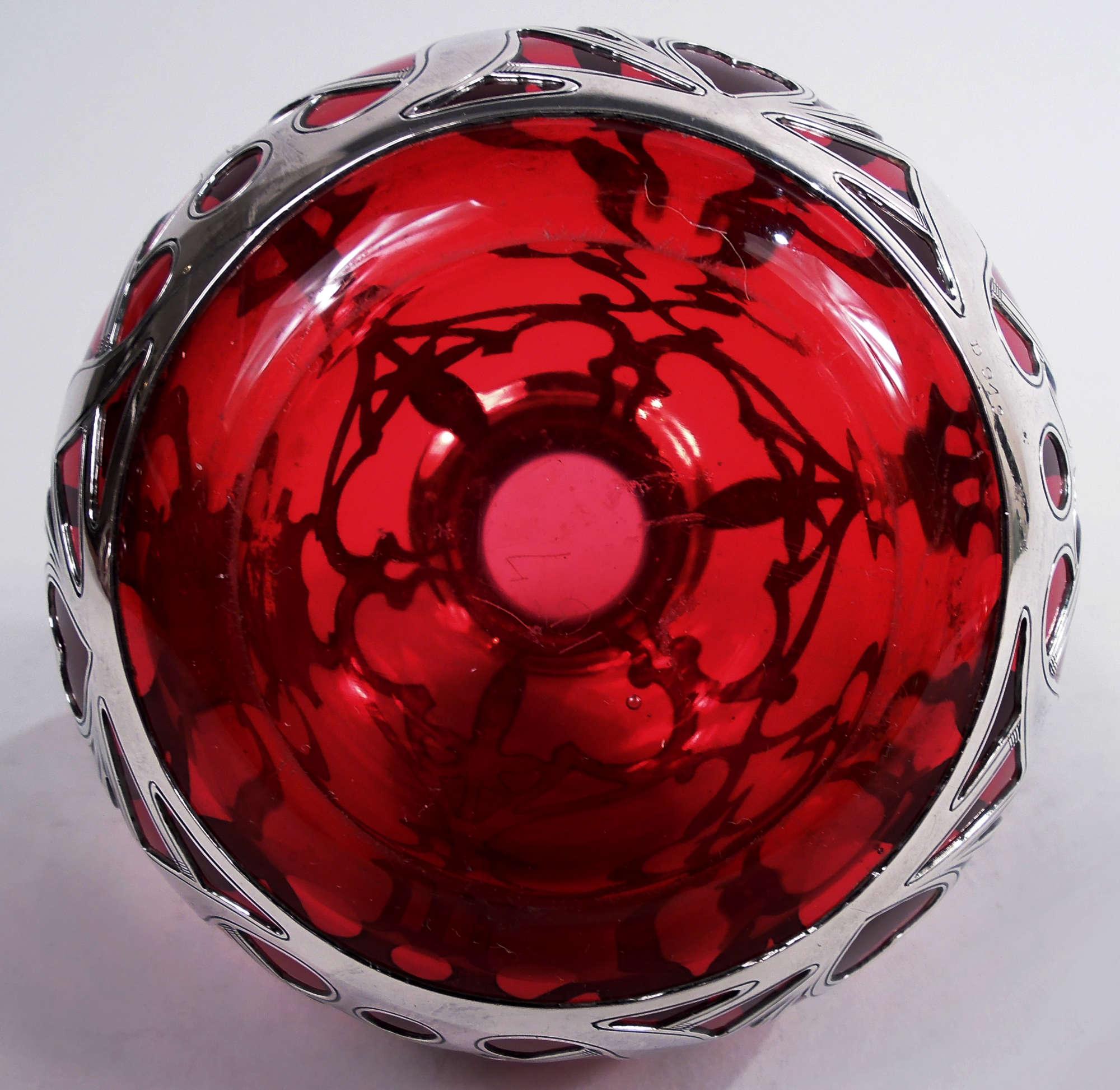 Profumo antico Gorham Art Nouveau rosso con sovrapposizione di argento in vendita 2