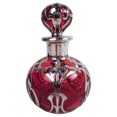 Antique parfum Art Nouveau Gorham rouge recouvert d'argent