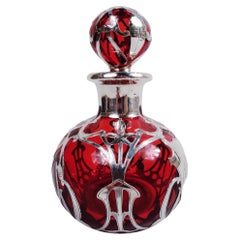 Antique Gorham Art Nouveau Red Silver Overlay Perfume