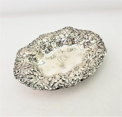 Antique Gorham Art Nouveau Sterling Silver Bowl with Repouse Floral Decoration