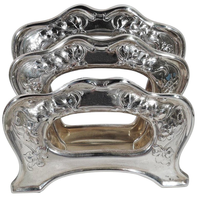 Silver Letter Rack Antique Gorham Art Nouveau Sterling Silver Letter Rack For Sale at 1stDibs
