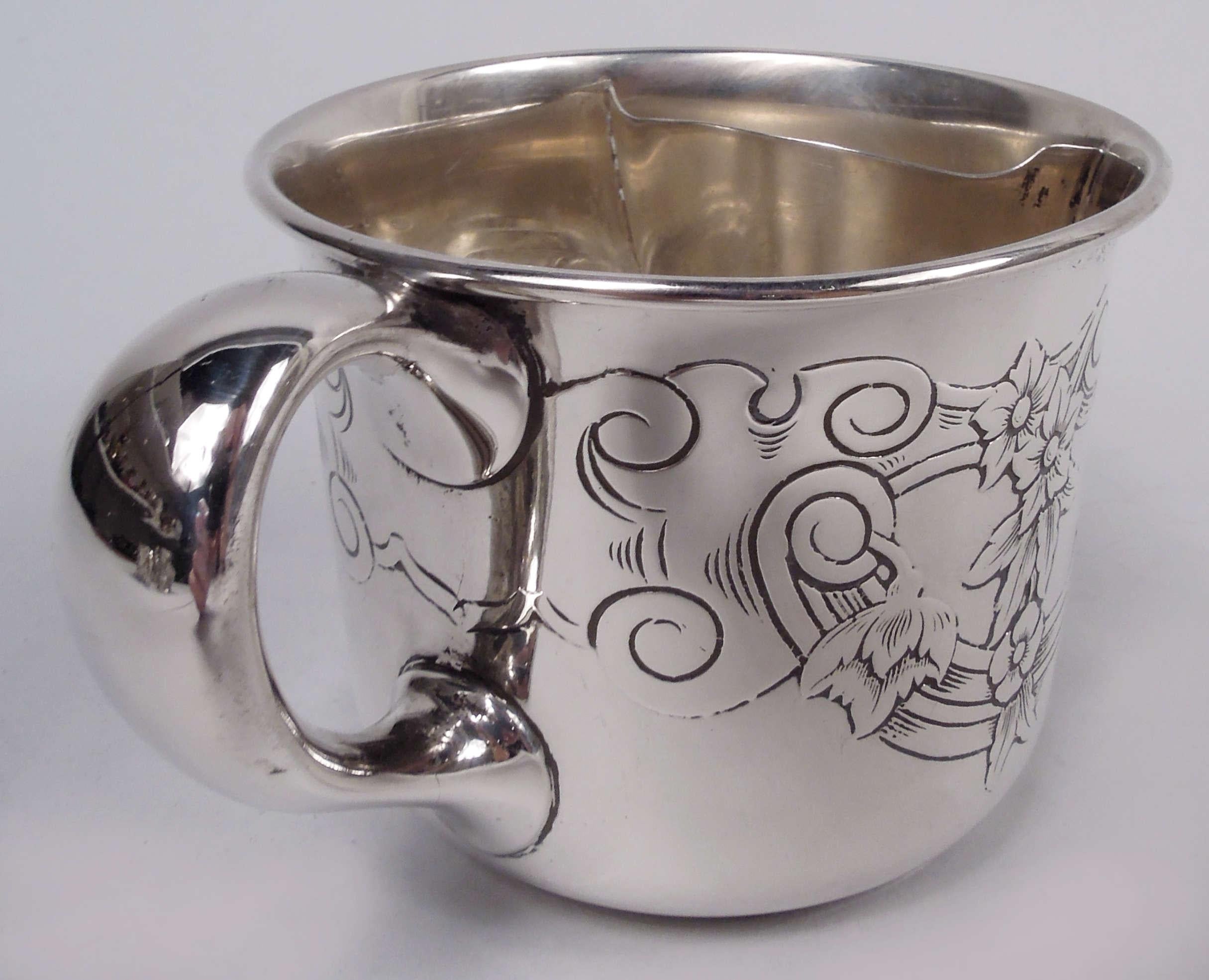 Antique Gorham Art Nouveau Sterling Silver Shaving Mug In Good Condition For Sale In New York, NY