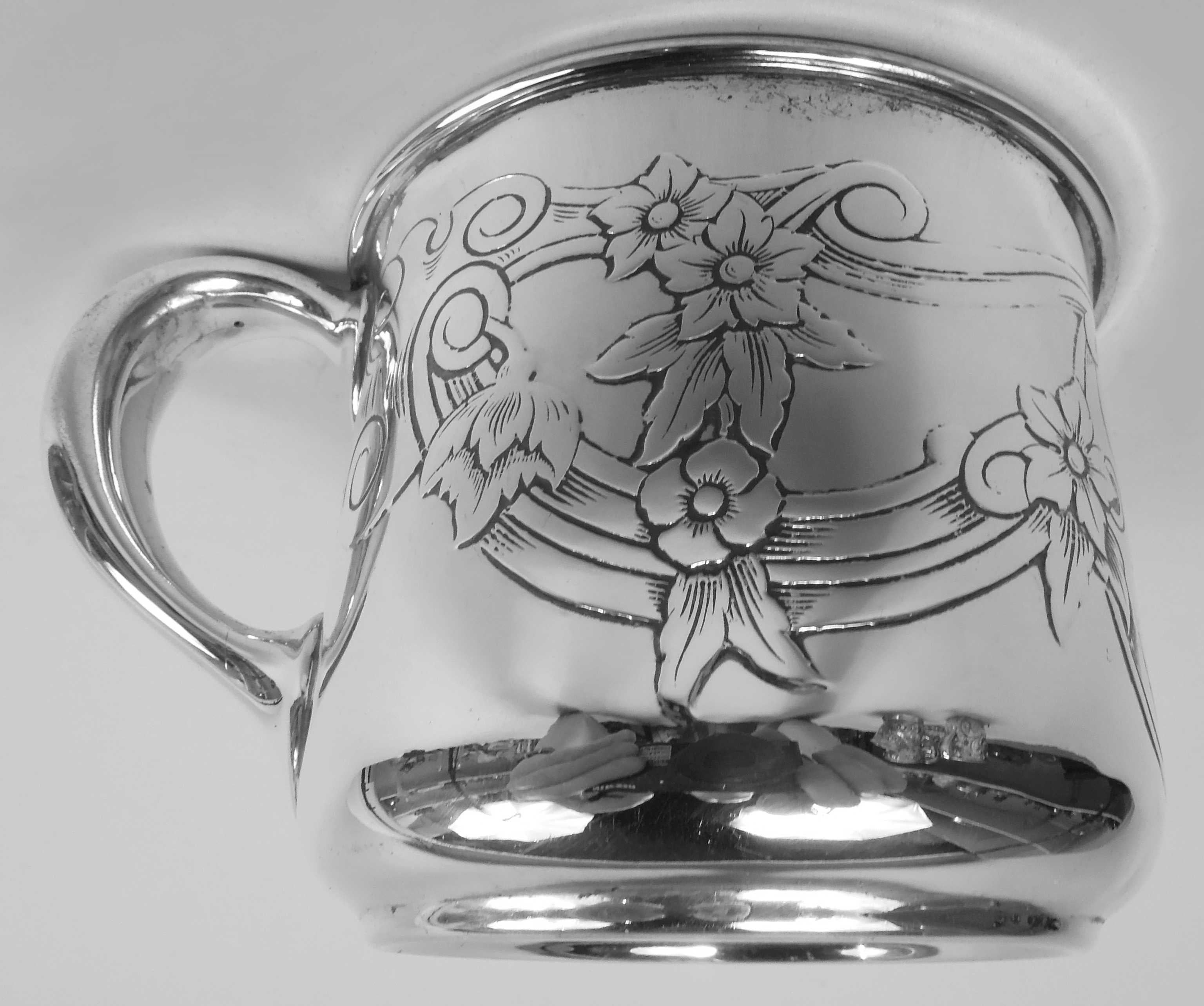 20th Century Antique Gorham Art Nouveau Sterling Silver Shaving Mug For Sale