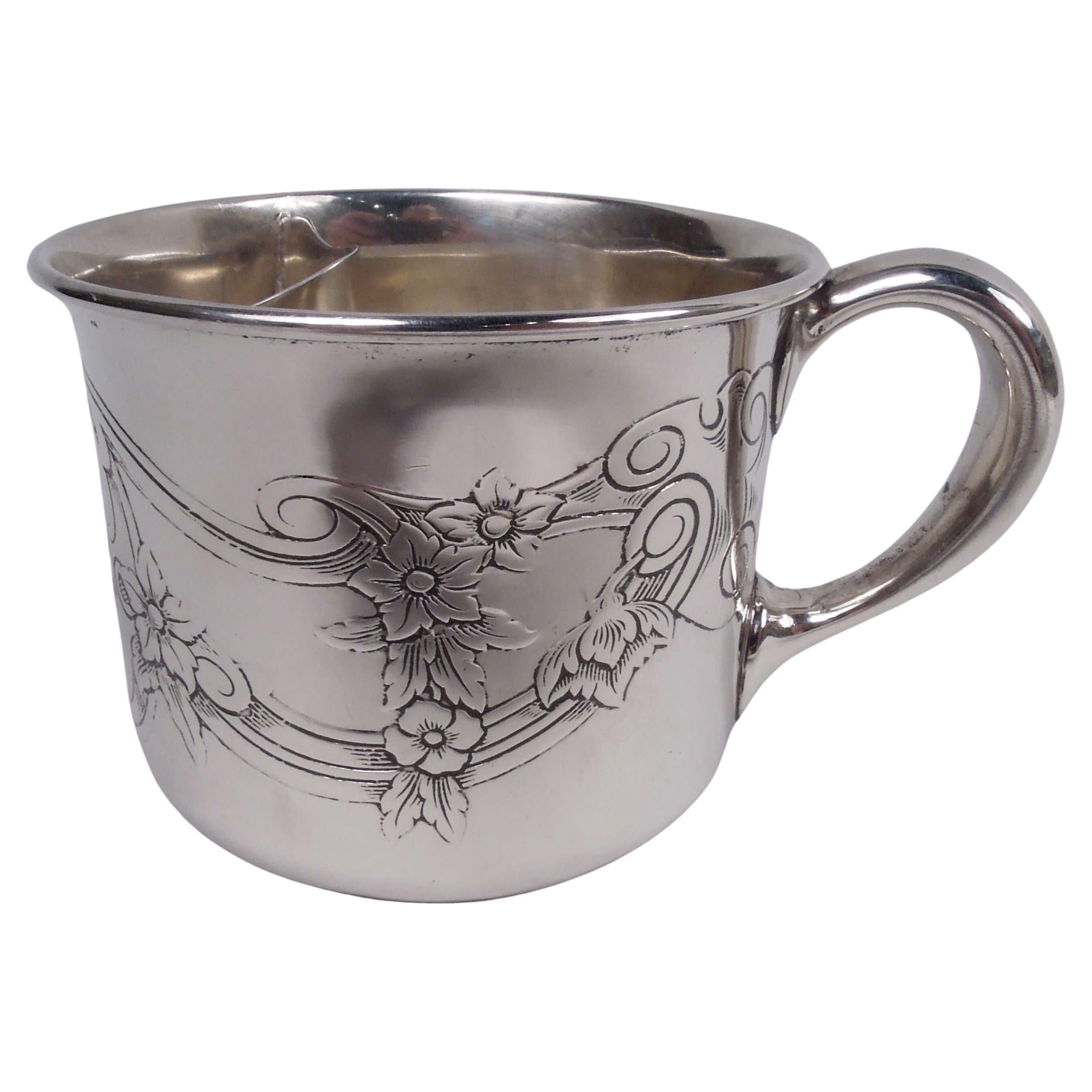 Antique Gorham Art Nouveau Sterling Silver Shaving Mug For Sale