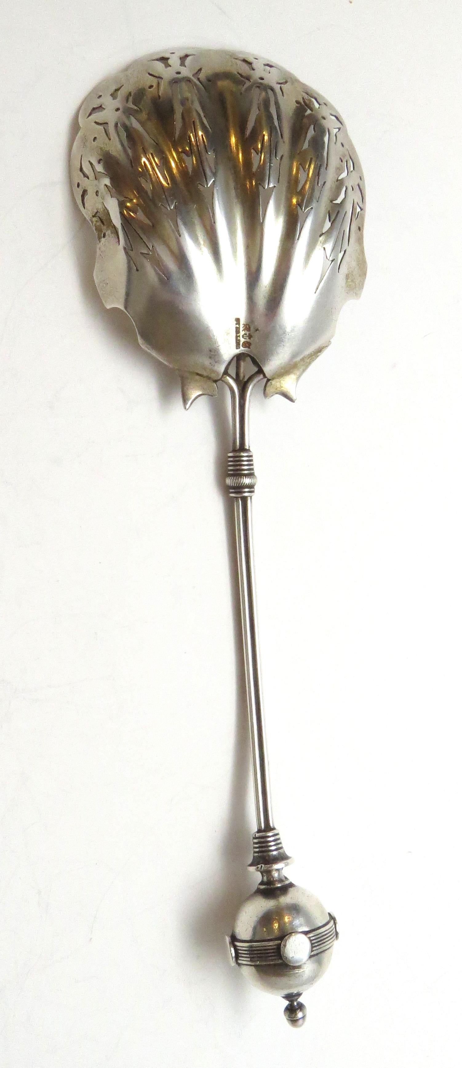 Antique Gorham Ball Sterling Silver Pierced Serving Spoon 1