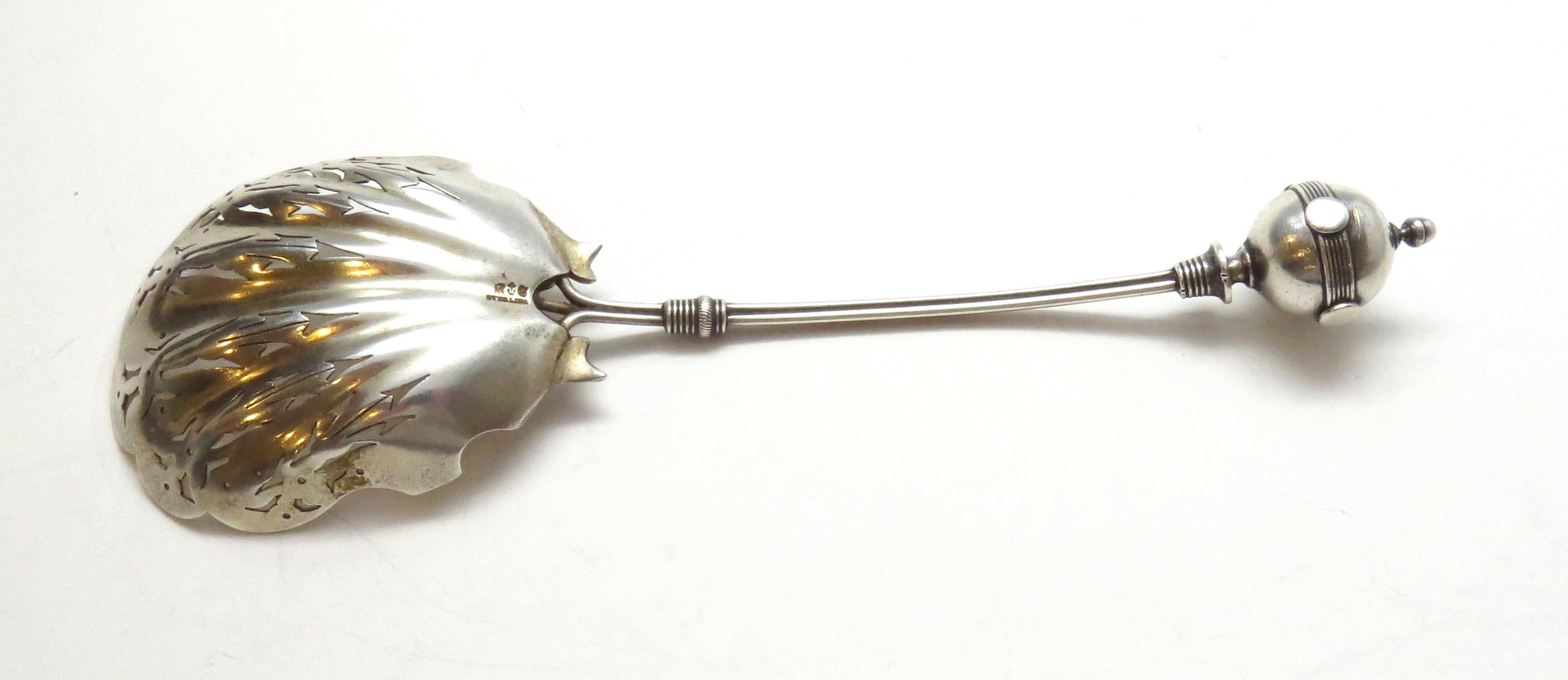 Antique Gorham Ball Sterling Silver Pierced Serving Spoon 3