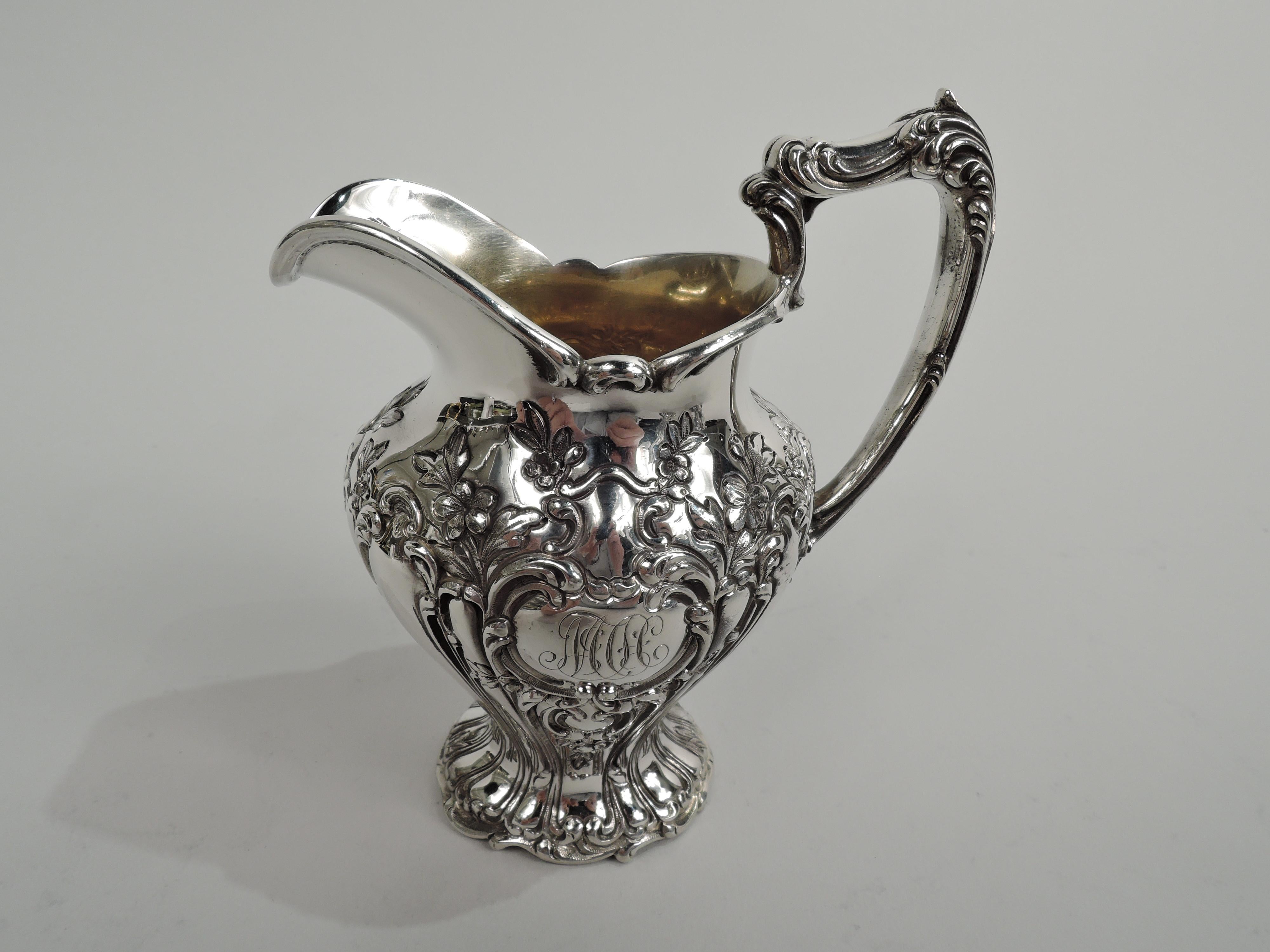 Victorian Antique Gorham Chantilly-Grand Sterling Silver 3-Piece Coffee Set For Sale