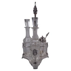 Antique Gorham Coin Silver Cruet Stand in Classical Medallion
