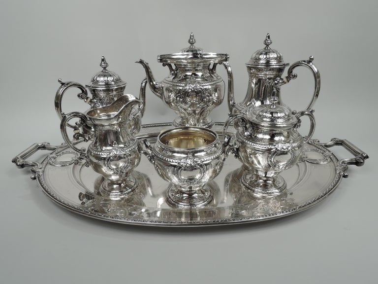 Antique Gorham Edwardian Classical Sterling Silver Coffee and Tea Set