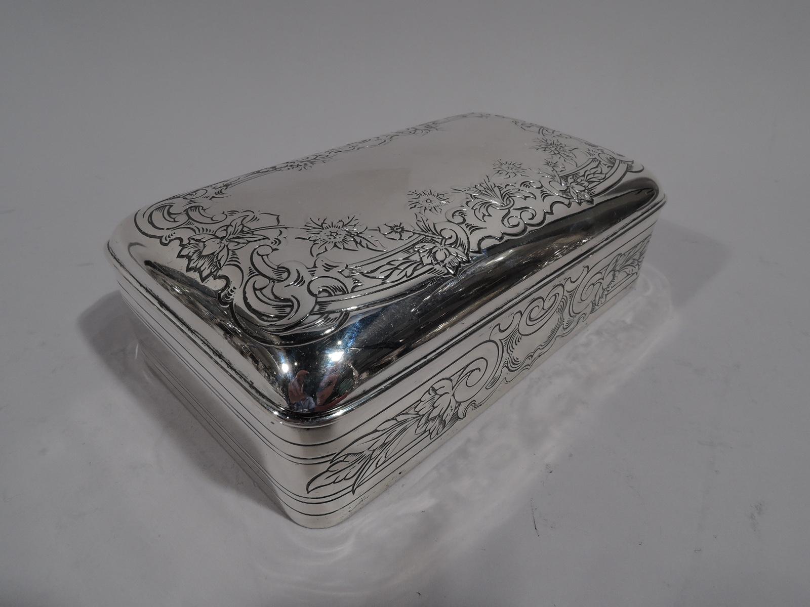 Antique Gorham Edwardian Classical Sterling Silver Jewelry Box In Excellent Condition In New York, NY