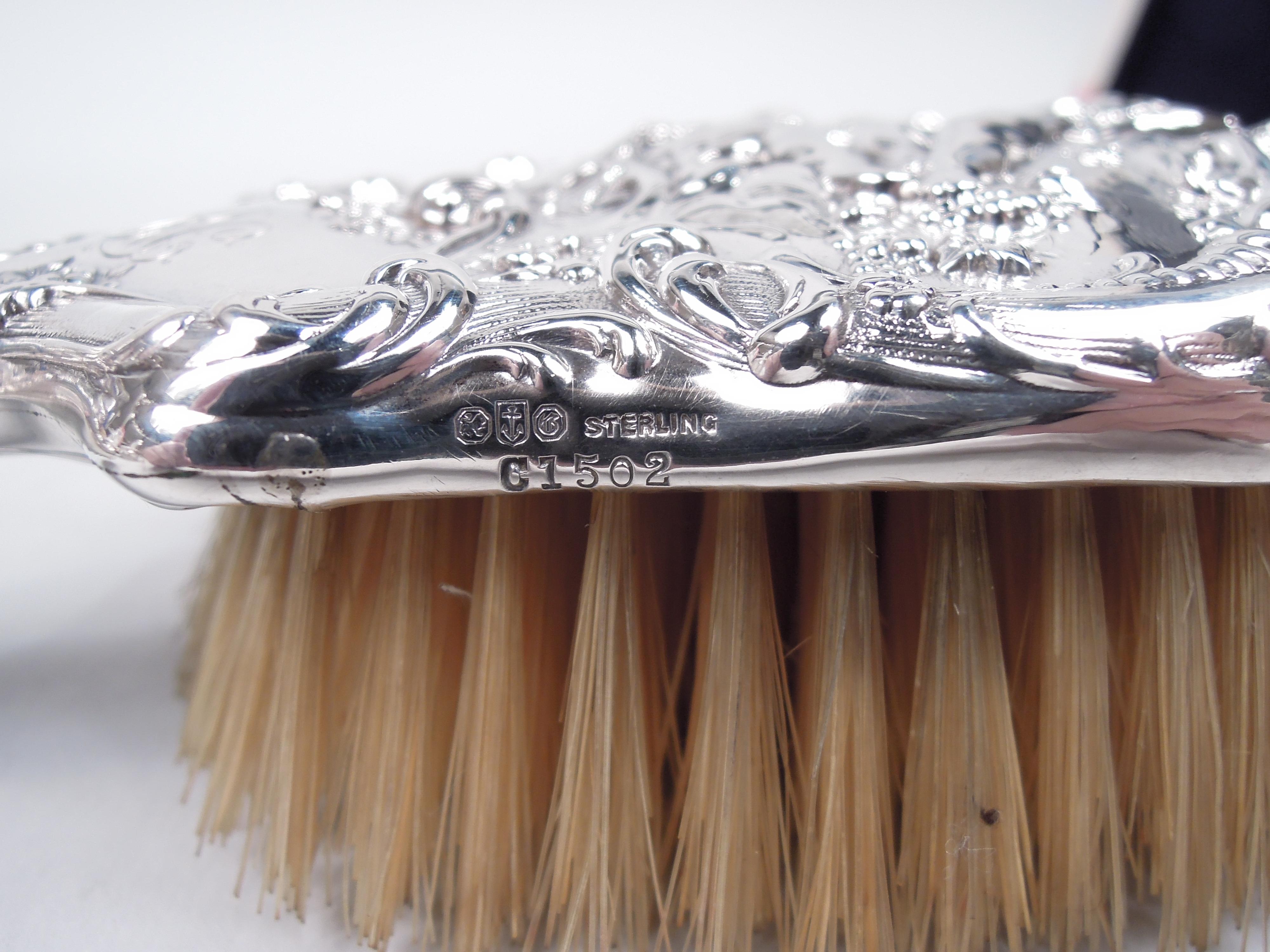 Pareja de Cepillo y Espejo Antiguo Gorham Edwardian Clásico de Plata de Ley en venta 5