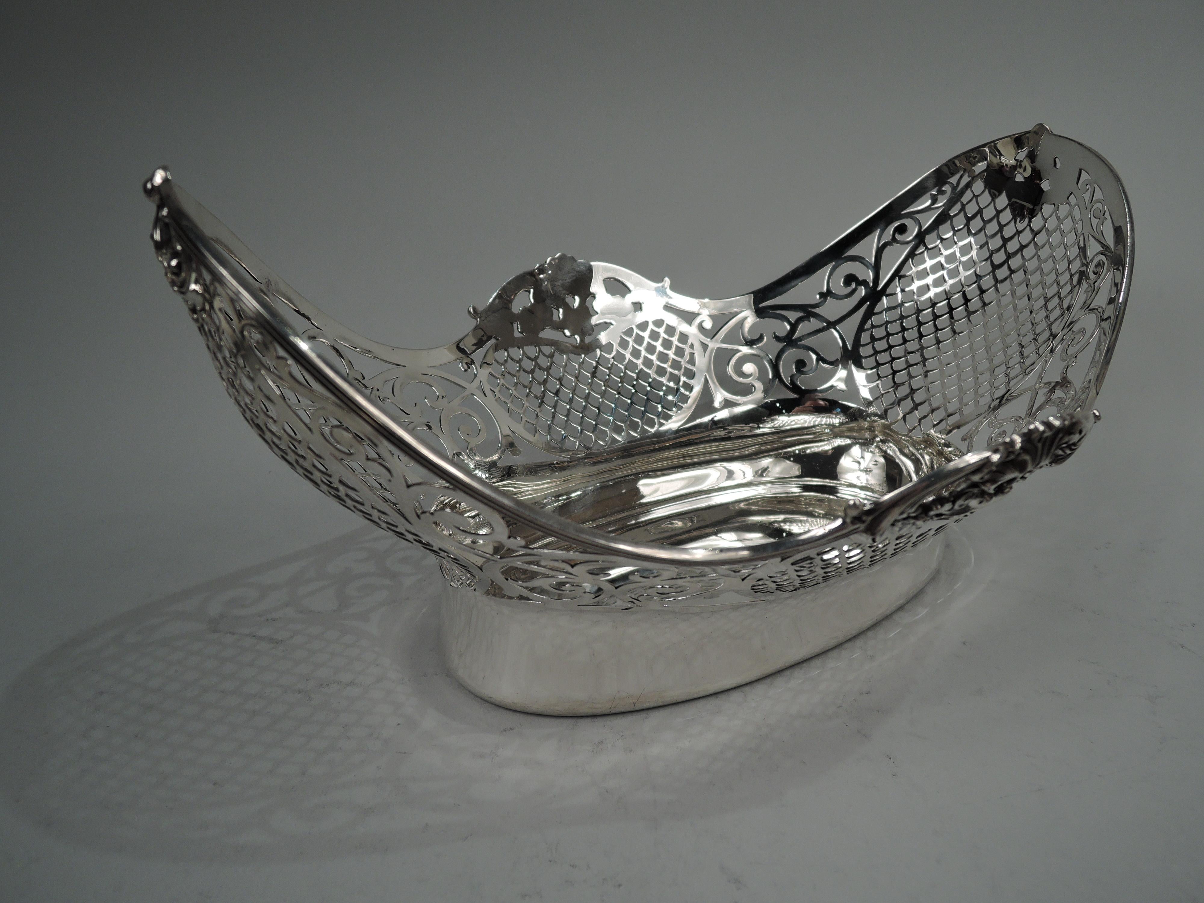 American Antique Gorham Edwardian Classical Sterling Silver Pierced Bowl For Sale