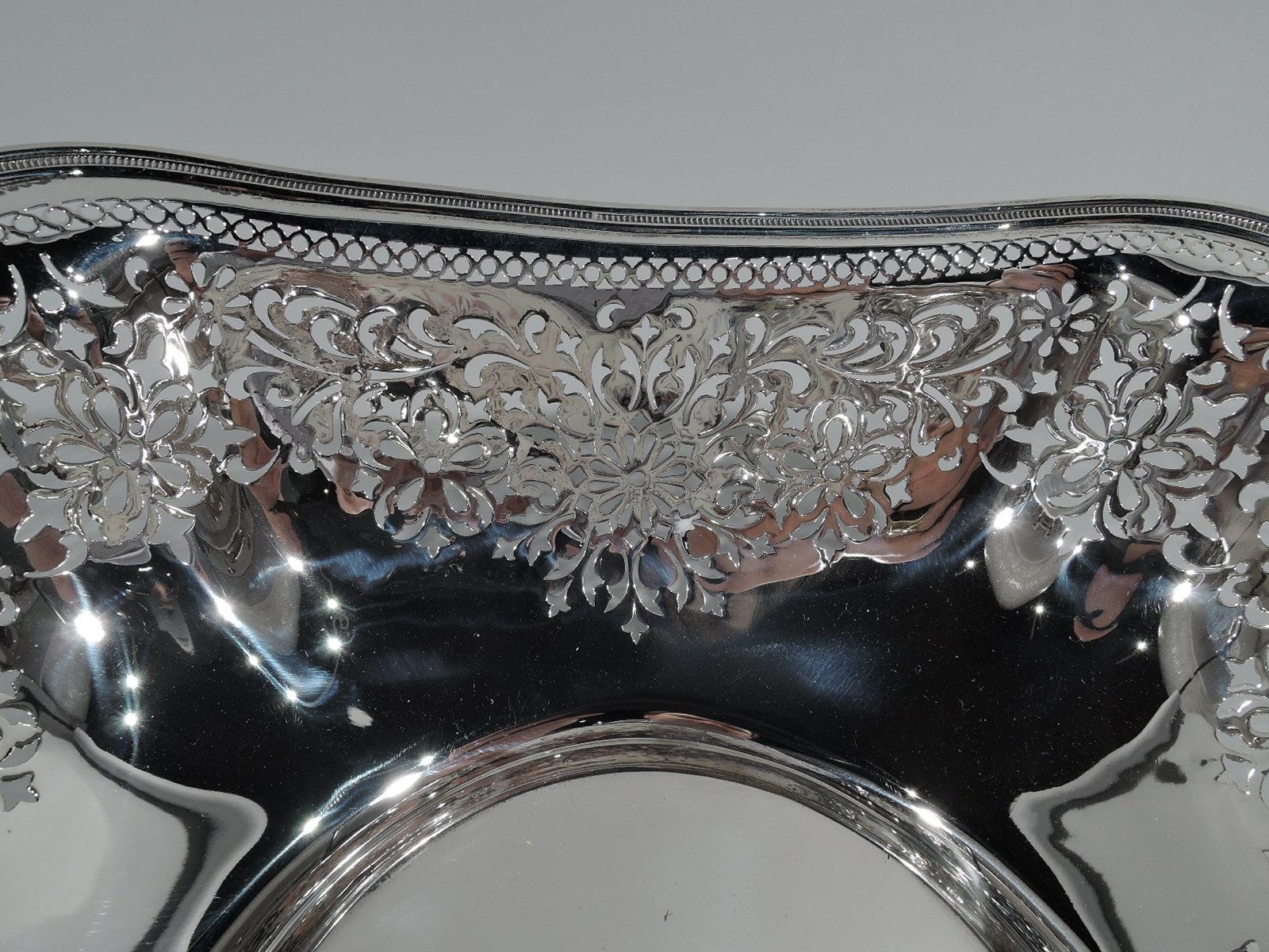 Antique Gorham Edwardian Pierced Sterling Silver Bowl In Excellent Condition In New York, NY