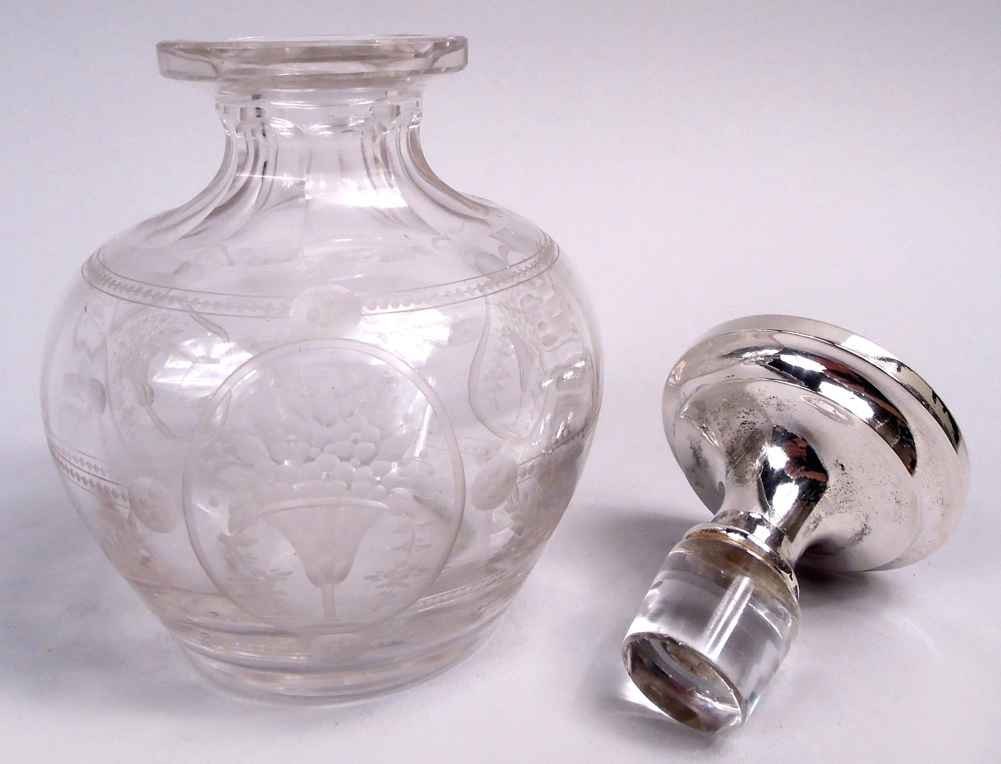 American Antique Gorham Edwardian Regency Enamel & Crystal Perfume Bottle For Sale