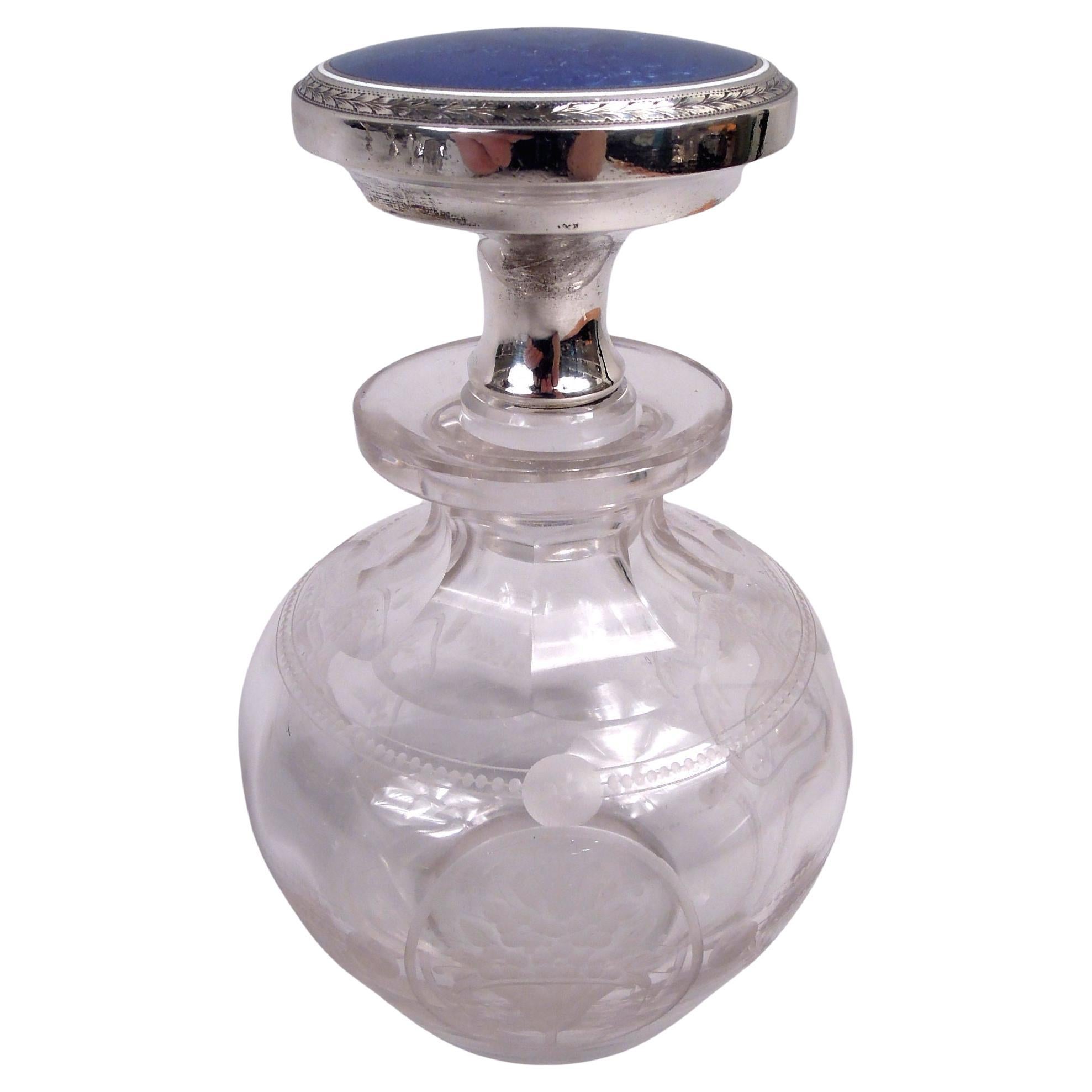 Antico flacone di profumo in smalto e cristallo Gorham Edwardian Regency