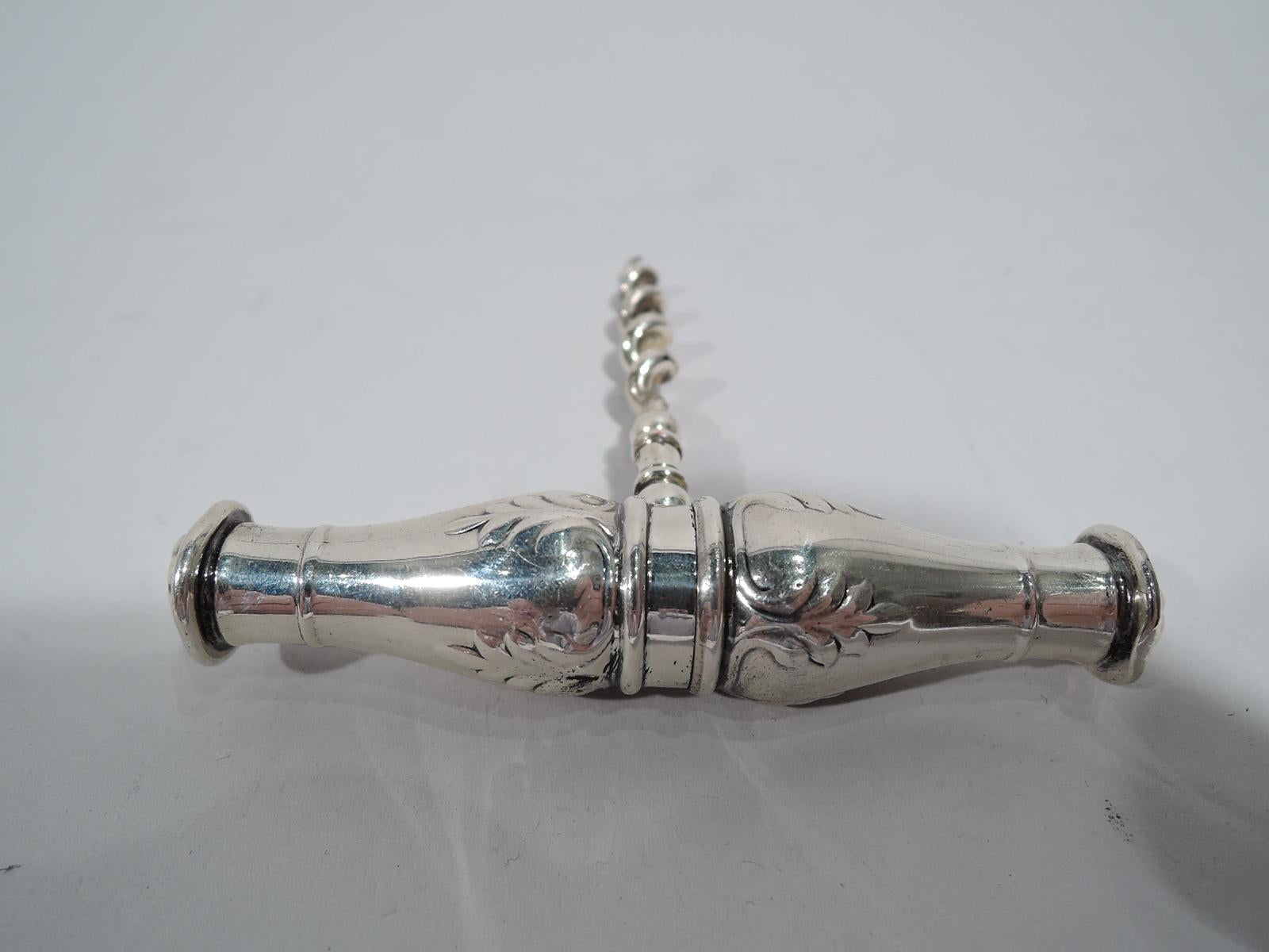 Antique Gorham Edwardian Regency Sterling Silver Portable Corkscrew In Good Condition In New York, NY