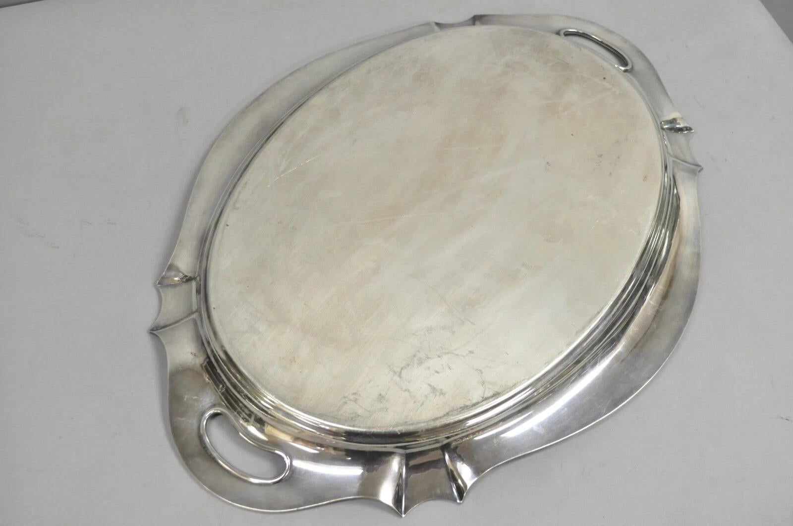 Antique Gorham Edwardian Silver Plate Serving Bar Tray Engraved to Reverend 1945 For Sale 5