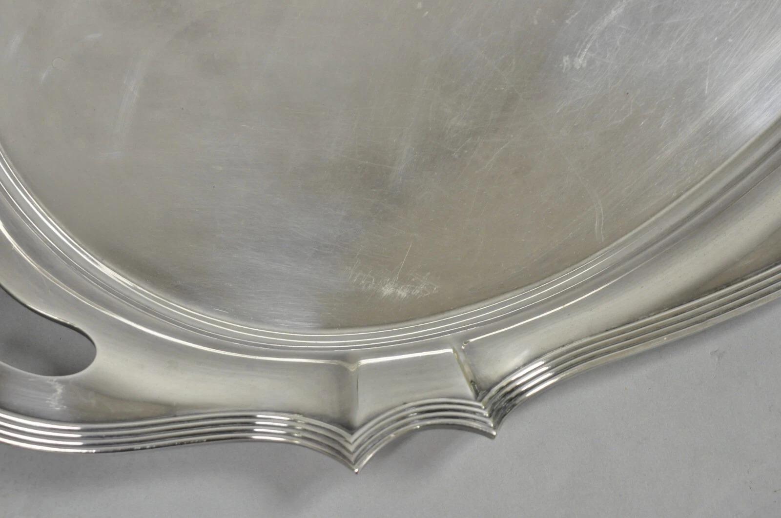Antique Gorham Edwardian Silver Plate Serving Bar Tray Engraved to Reverend 1945 For Sale 6