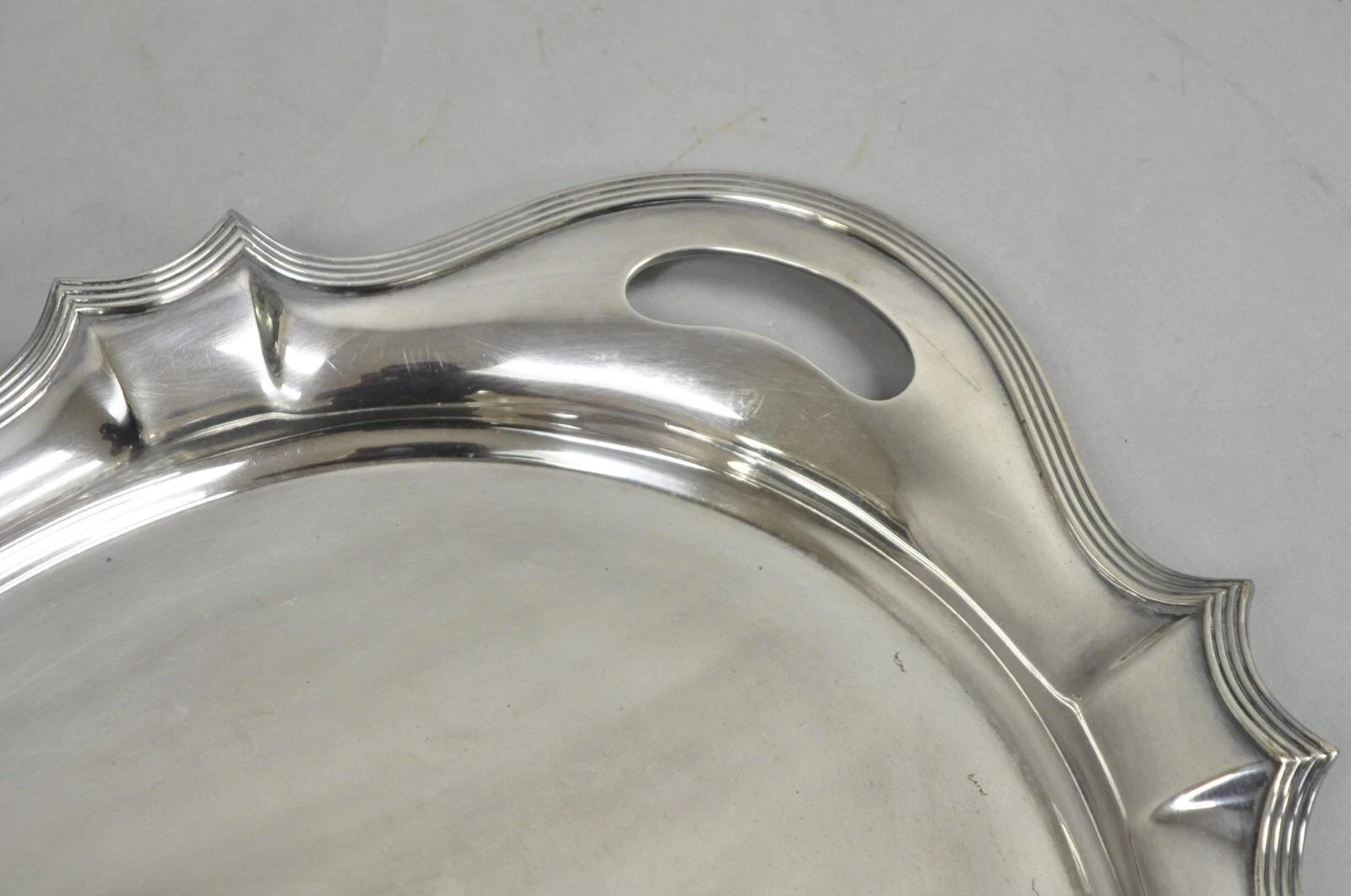 20th Century Antique Gorham Edwardian Silver Plate Serving Bar Tray Engraved to Reverend 1945 For Sale